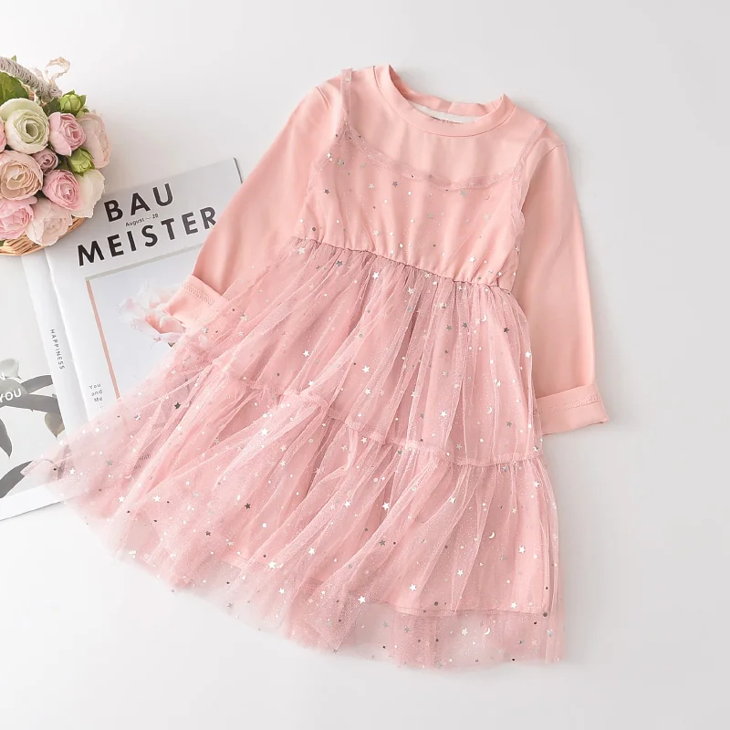 

Keelorn Girls Princess Dress 2020 Autumn Girls Clothes O-Neck Lace Patchwork Dresses Sweet Children Outfits Elegant Kid Clothing