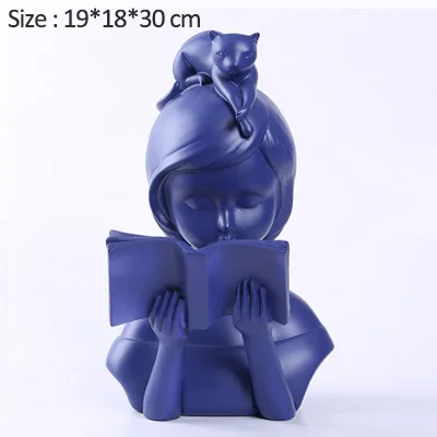 Midnight Blue Strongwell скандинавском чтении статуя девушки скульптура персонажа смолы бюст эскиз украшения дома аксессуары современный Настольный подарок - Цвет: Midnight Blue
