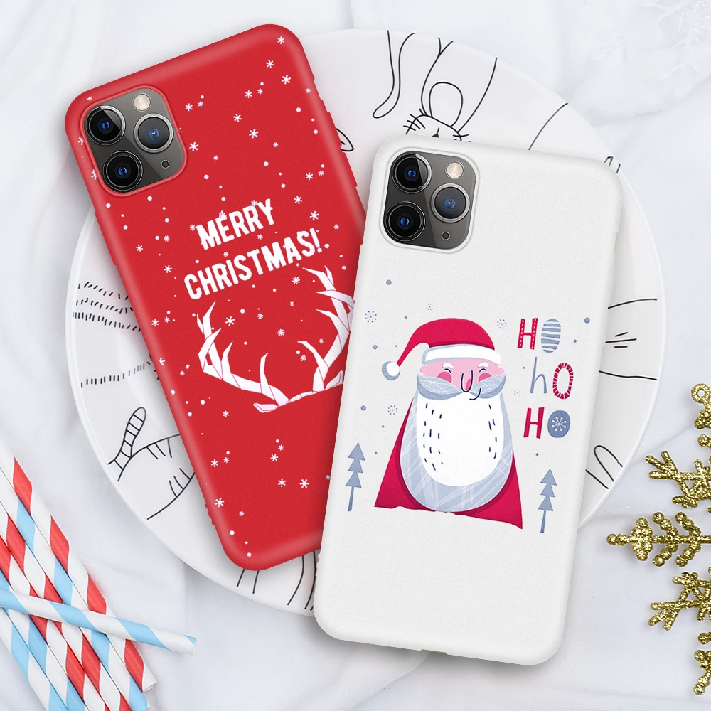 For iPhone 12 11 Pro Max 12 Mini XS Max Soft Case Animal Christmas White Pattern Phone Case For iPhone XR X SE2020 8 7 6s 6 Plus