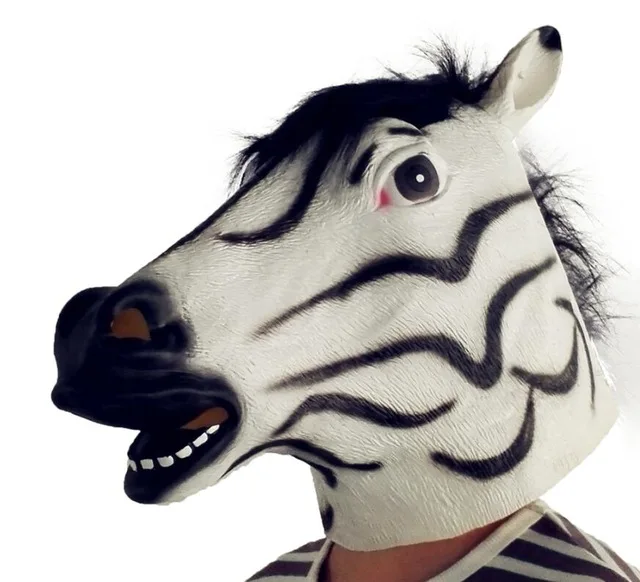 zebra Горячая Распродажа жуткая лошадь Зебра Единорог собака маска животного высокого качества латексная маска для хеллоуина Косплей офисные маскарадные Вечерние Маски - Цвет: zebra