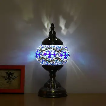 

E27 Handmade Retro Moroccan Table Lamp Iron Glass Turkish Desk Lamp Bar Home Decoration Indoor Lighting Fixture 110~240V