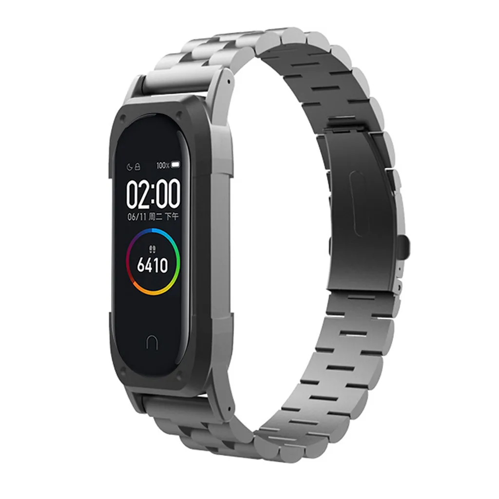 Ouhaobin ремешок на запястье для Xiaomi Mi Band 4 сменный Браслет из нержавеющей стали ремешок 15 мм смарт-браслет аксессуары для часов
