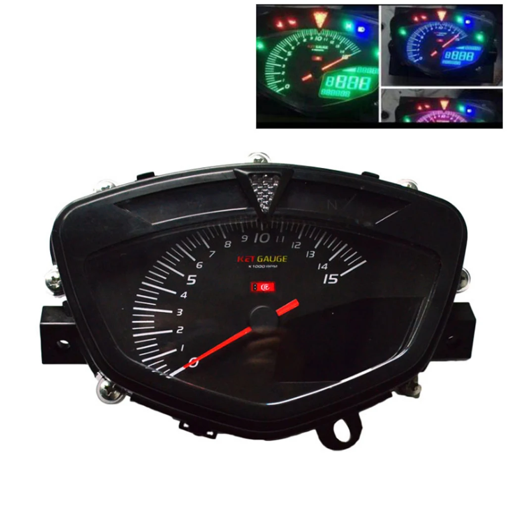 Universal 7 Backlight LCD Motorcycle Speedometer Tachometer Digital Odometer Gauge RPM KMH/MPH