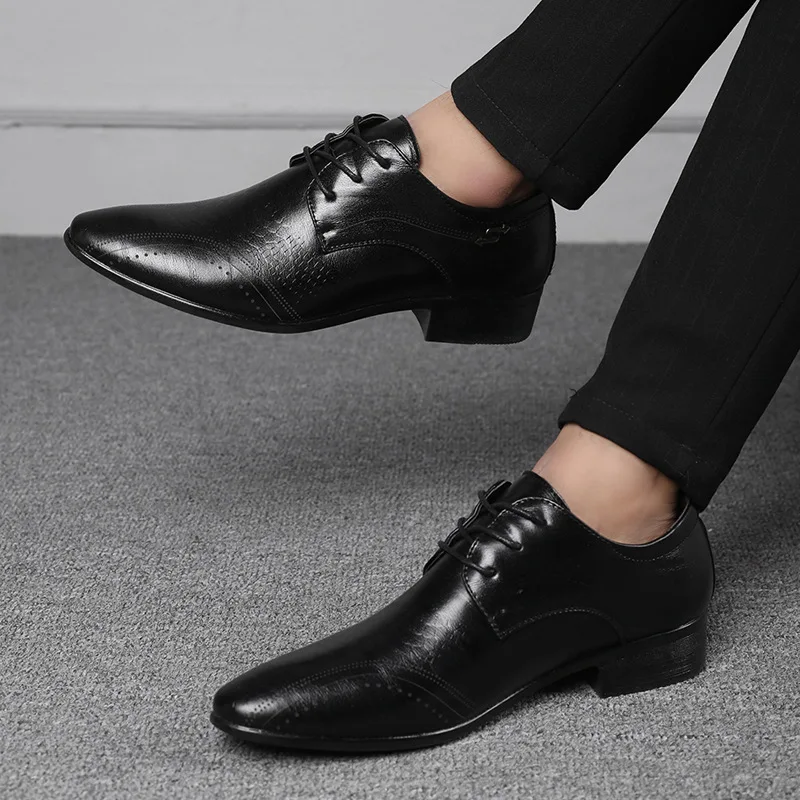 Summer Men's Formal Dress Shoes Lace-Up Male Wedding Shoes Luxury Classic Leather Men Breathable Oxfords Shoes Dropping Shipping