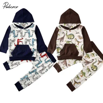 

Pudcoco Baby Boy Clothes Set Kids Cotton Dinosaur Hooded Sweatshirt Top + Long Pants Trousers Casual Outfit Tracksuit