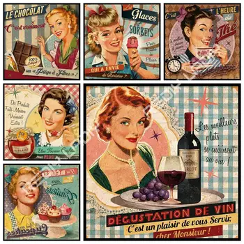 

DIY Diamond Painting Retro Poster Girl 5D Diamond Embroidery Full Square/Round Mosaic Picture of Rhinestones Cross Stitch Crafts