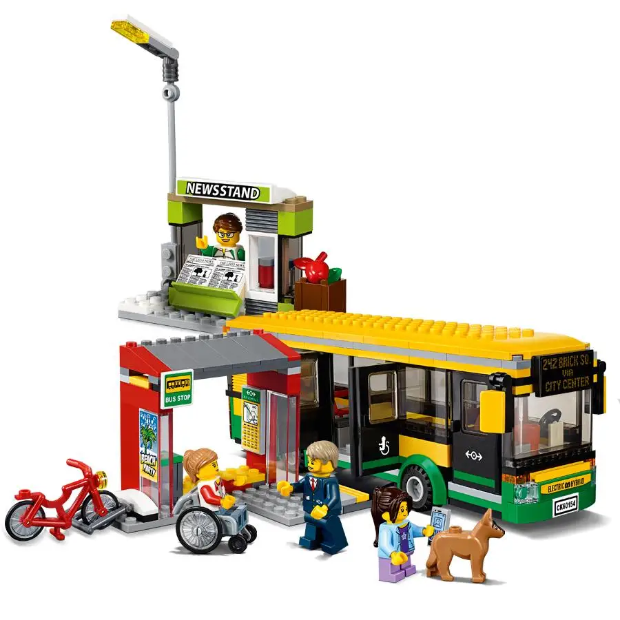 

CITY Town Bus Station Building Blocks Sets Kits Bricks Kids Classic Model Toys For Children Gift Kids Marvel