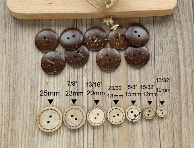 100pcs Wood Buttons Sewing 2 Holes Round Brown Clothing Accessories 13 15mm Light Brown 13mm