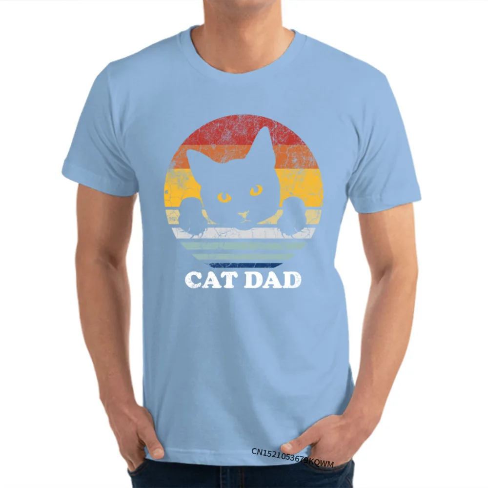 Graphic Mens T Shirt Casual Custom Tops Shirts Pure Cotton Short Sleeve Normal T Shirt Crew Neck Wholesale Cat Dad Matching Couple Outfit Cat Lover Gift light