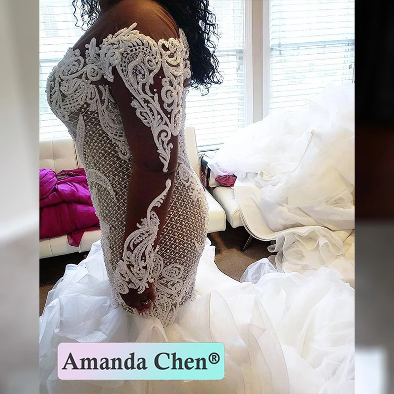 Vestido de festa longo para casamento Amanda novias свадебное платье с длинными рукавами vestido de novia con capa