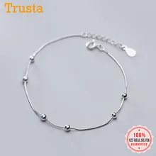 Trusta подлинный минималистичный 925 пробы, серебряная модная цепочка-змейка, бисер 16 см, браслет для женщин, девушек, девушек, ювелирное изделие, подарок DS2376