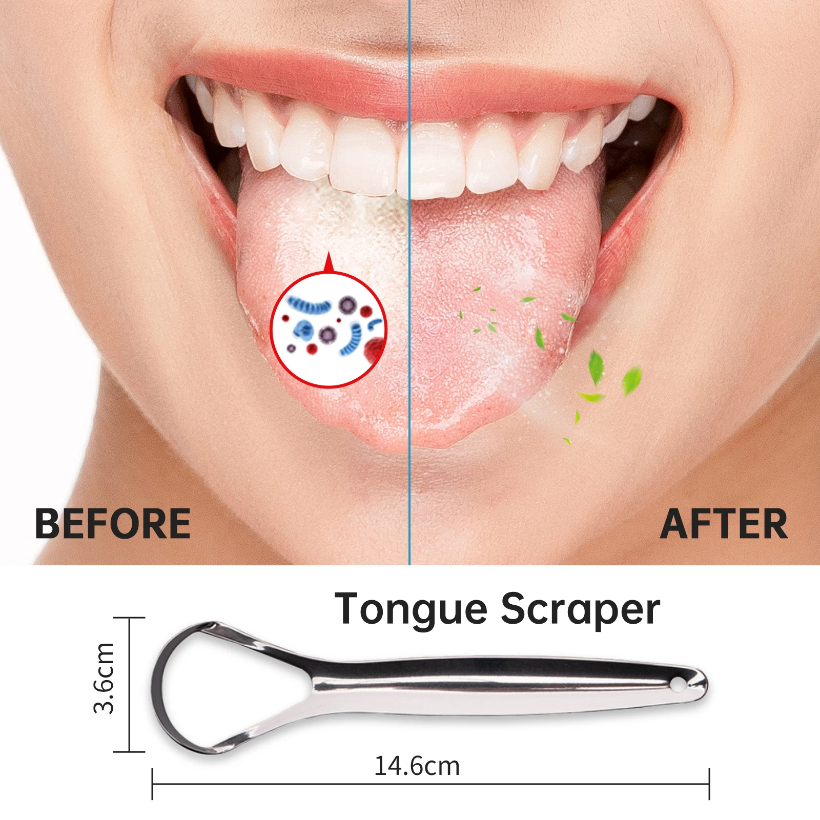 Y-kelin – grattoir à langue en acier inoxydable, nettoyeur métallique réutilisable et brosse écologique, haleine fraîche, soins buccaux