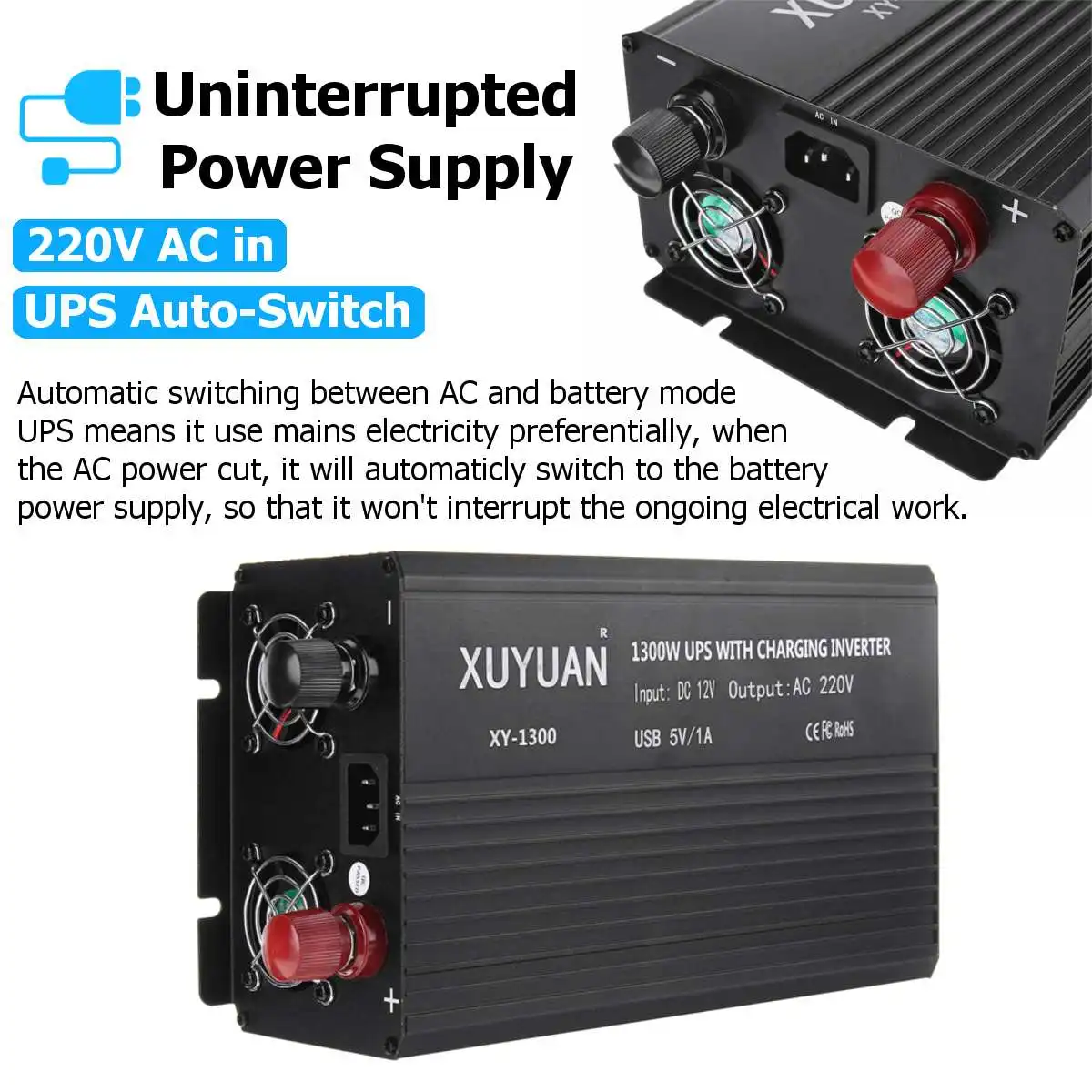 Автомобильный инвертор 12V 220V 3000/4000/5000W верхушкой с UPS Напряжение трансформатор ЖК-монитор Синусоидальная волна Дисплей 12V постоянного тока до 220V Солнечный Мощность инвертор