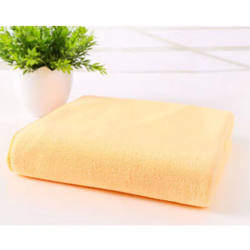 Однотонное полотенце из натуральной микрофибры 70x140 см, впитывающее волокно, семейная мойка для ванной, Пляжное купальное полотенце s - Цвет: Оранжевый