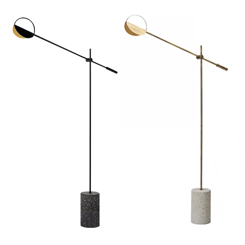

New Design LED Floor Light Modern Personality Living Room Bedroom Study Floor Lamp Adjustable Iron Terrazzo Vertical Luminaire