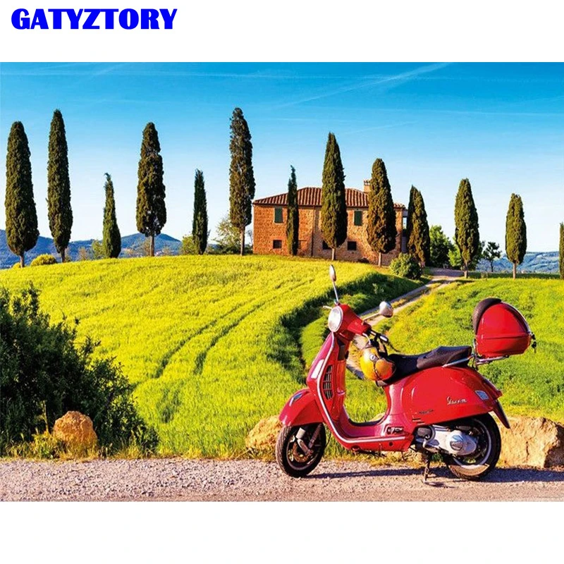 GATYZTORY Рама мотоцикла Diy картина по номерам современный домашний настенный художественный Рисунок Раскраска по номерам для гостиной домашний декор