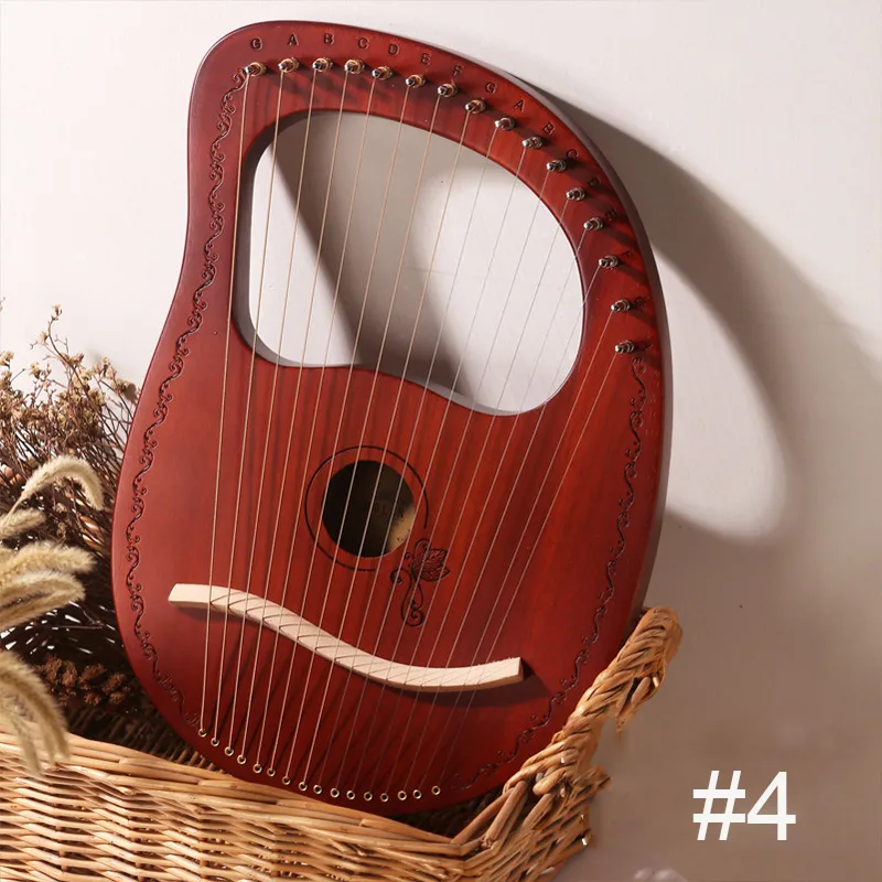 

16-Tone Log Lyre Portable Musical Instrument 16-Strings Solid Wood Veneer Lyre Stringed Instrument JT-889