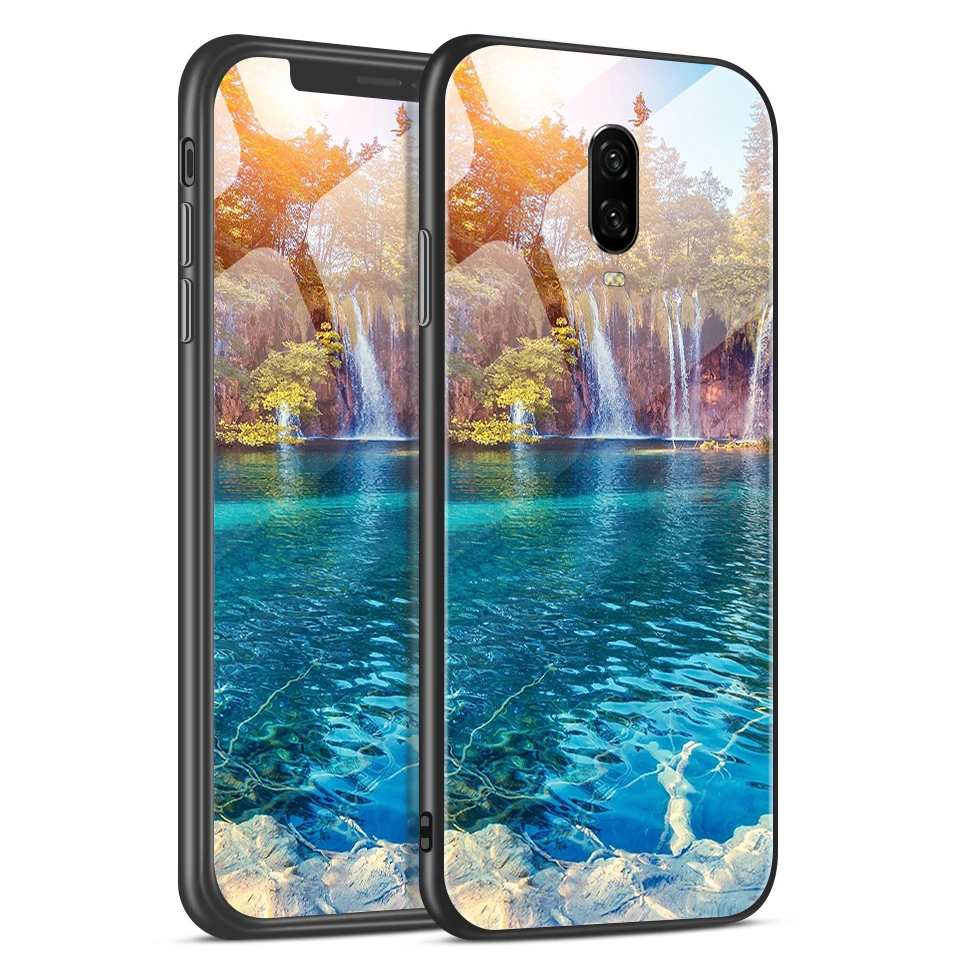 H121 Для OnePlus 6 6-7 лет, 7Pro звездным узором закаленное Стекло чехол для телефона для 1+ 6 6-7 лет, полный защитный TPU силиконовая окантовкка сзади жесткий корпус - Цвет: H121