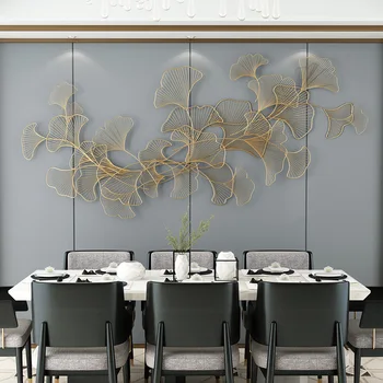 

New Chinese style metal wall decoration living room bedroom pendant bedroom sofa ginkgo leaf iron hanging decoration