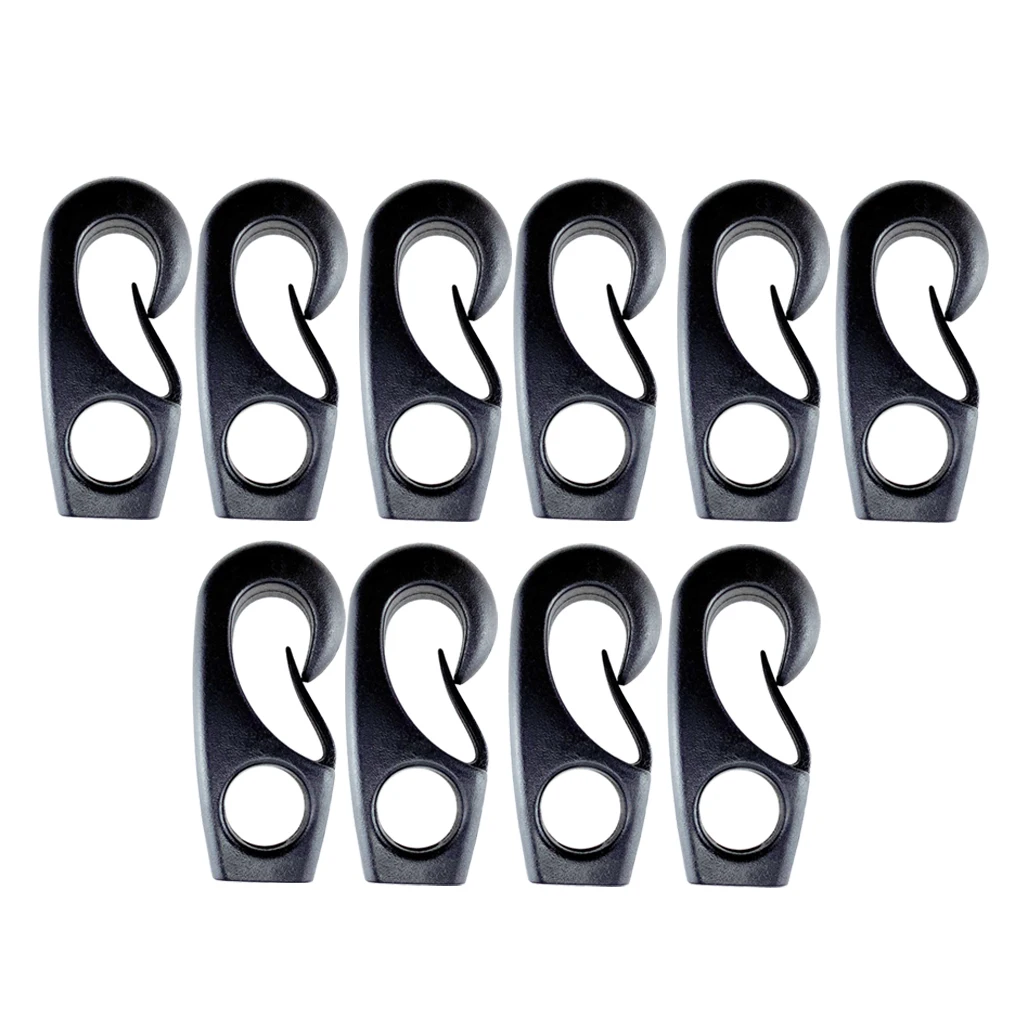 Pack of 10 Plastic Hooks for Kayaks 8mm Expander Rope Bungee Rope Carabiner