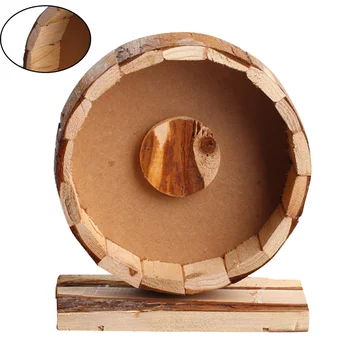 

Wooden Exercise Wheel Silent Running Spinner Wheel Pet Chew Toys For Hamster Chinchilla Squirrel (Medium)