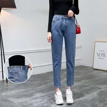Loose Vintage Woman Jeans Autumn Bleached Casual Boyfriend Curl Denim Wide Leg Pants Oversize High Waist Jean