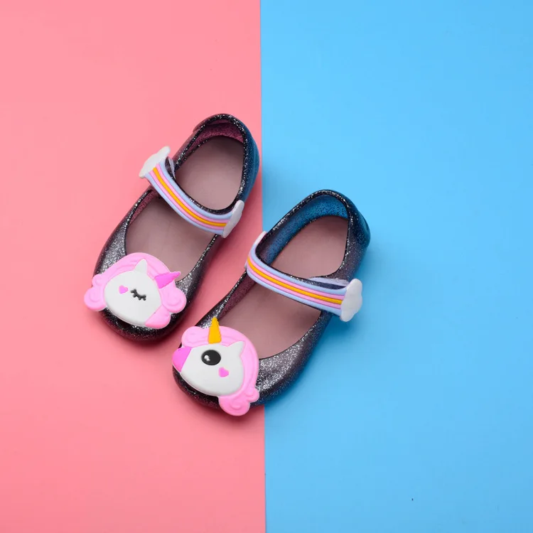 Обувь для девочек с единорогом; сандалии; прозрачная обувь; От 1 до 6 лет; летние пляжные сандалии для девочек с рисунком Минни; детские розовые Нескользящие сандалии