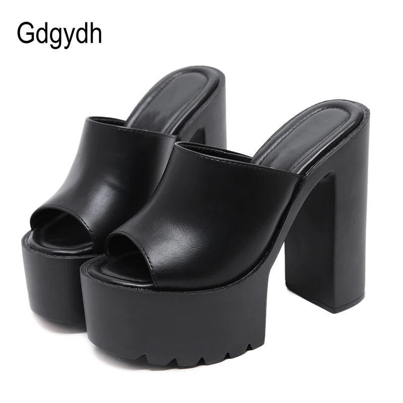 

Gdgydh 2020 New Summer Open Toe Sandals High Heels Platform Shoes Woman Block Heels Black White Wedding Shoes Bride Footwear