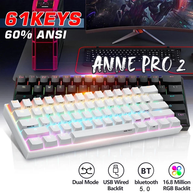 Anne Pro 2 60% Layout Bluetooth Mechanical Keyboard Hot-swappable RGB  Backlight for Win/Mac Gaming Keyboard Cherry Switch - AliExpress