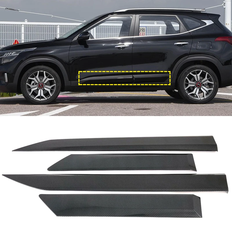 Для Kia Seltos карбоновый стиль Внешняя Боковая дверь корпус молдинг стример Защитная крышка отделка