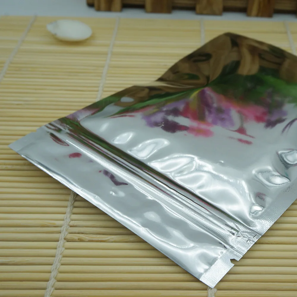 12x20cm 100pcs Silver Plating Aluminum Foil Zip Lock Bags Peanut Snack Storage Plastic Zipper Closures Pouch Food Packaging Bag 4