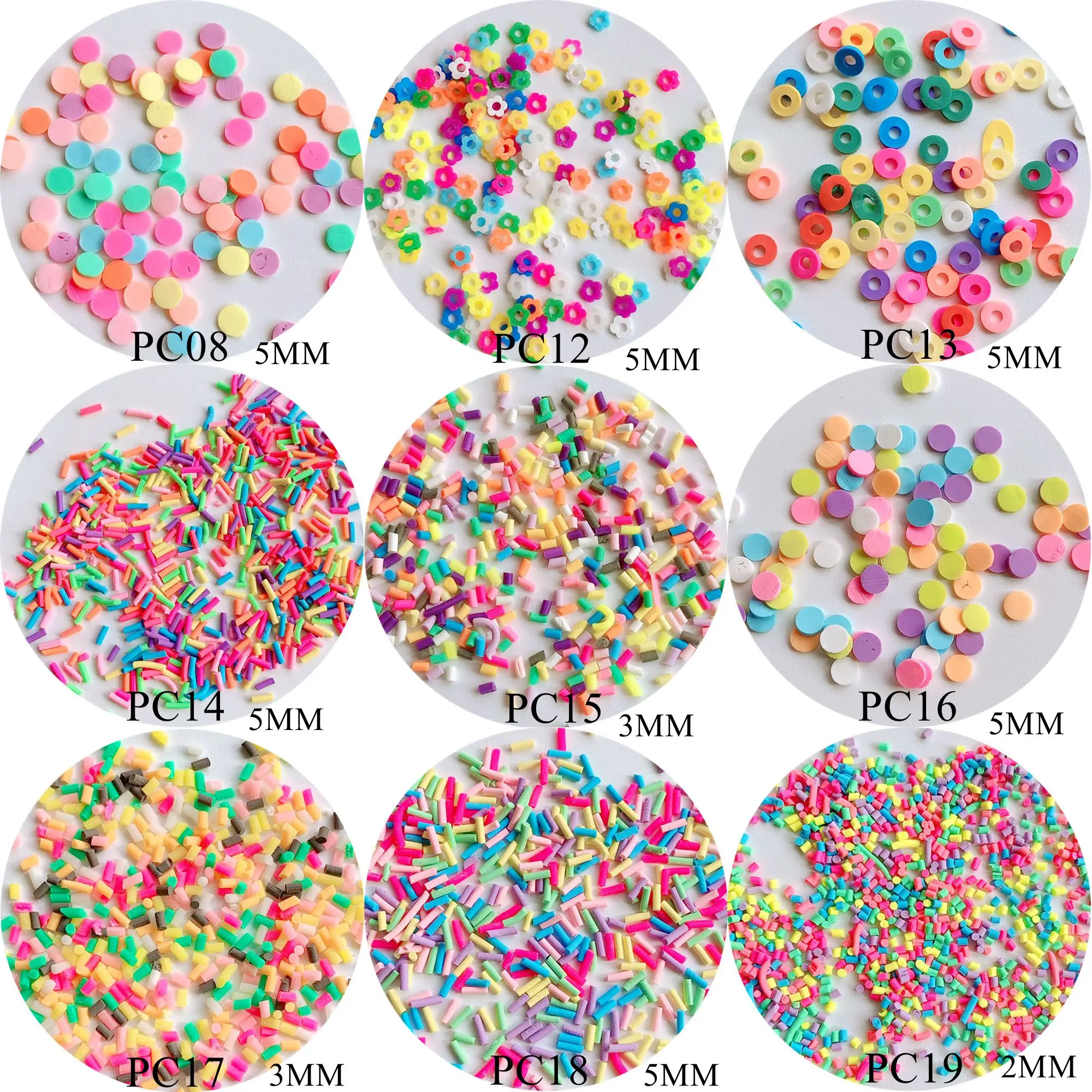 

100g/bag Mix Color Polymer Clay Slices 1.5MM-Thick Deco Round FLower Pieces PC08-19