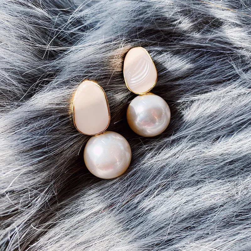 Pearl Earrings Drop Earrings Geometric Earrings For Women Enamel Elegant Vintage Earrings Accessories Party Gift