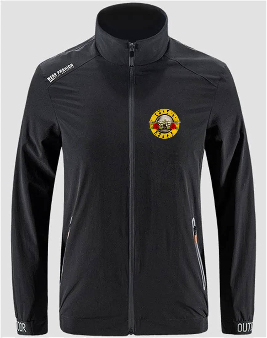 Logo Guns N Roses Breathable Jacket Men's Outdoor Zippered Comfortable Light Soft Fashion Casual Front Printing Asian Size | Мужская