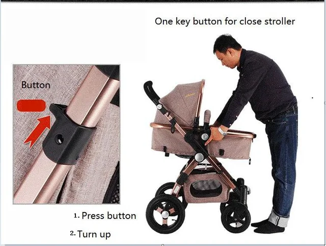 Baby Stroller Higher Land-scape Pram 3 in 1 Portable 3