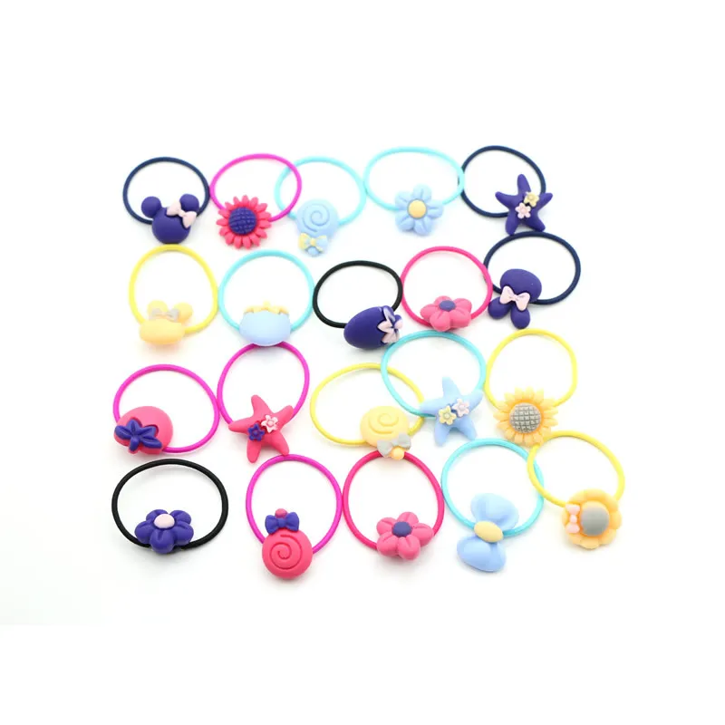 

30/Bag Korean-style Girls Dull Polish Rubber Paint Hairband Cartoon Hair Band Ultra-stretch Hairband Belt Tire