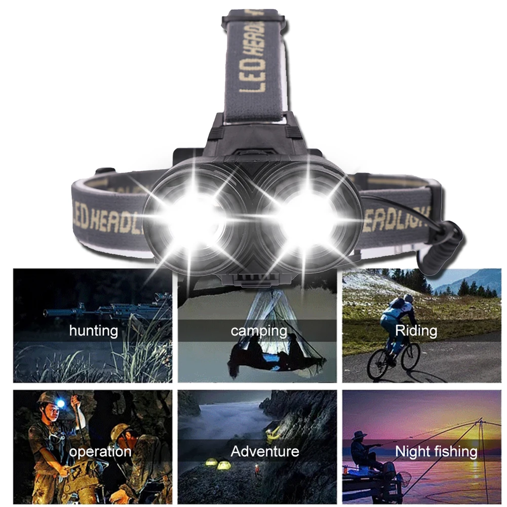 4 Modes LED Head Lamp Headlight Torch LED Flashlight For Outdoor Lighting