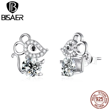 

Lucky 2020 Earrings BISAER High Quality 925 Sterling Silver Rat Mouse Stud Earrings for Women Cubic Zircon Jewelry ECE826
