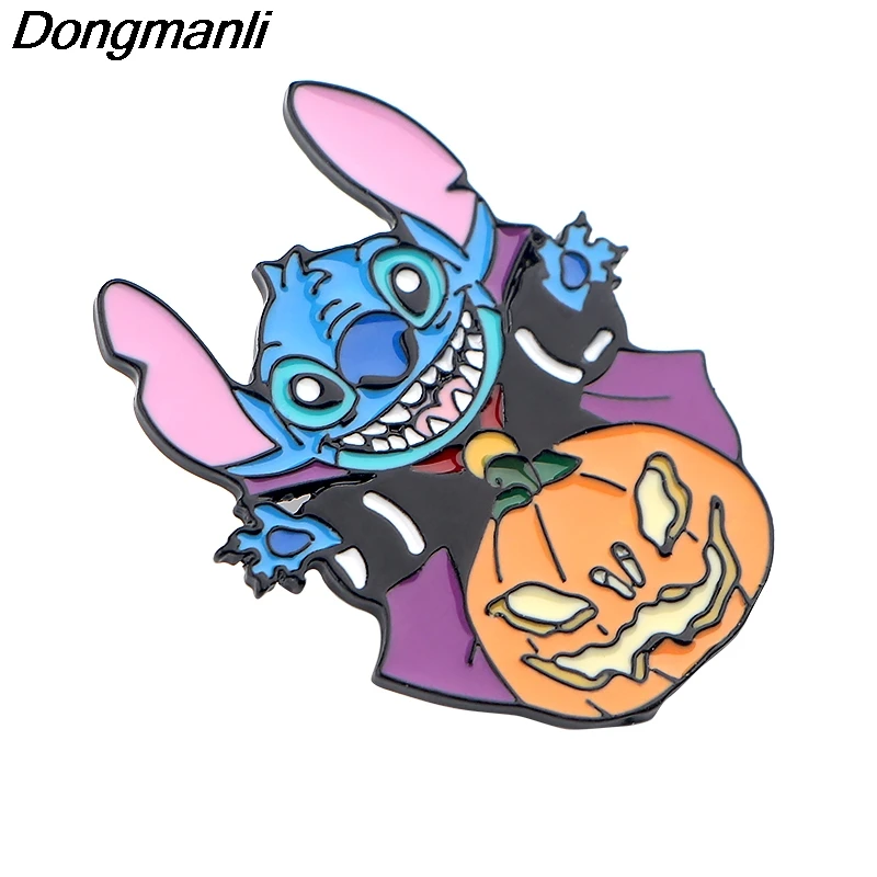 P4197 Dongmanli Стич милые эмалированные булавки и броши на Хэллоуин для женщин модные нагрудные булавки рюкзак сумки значок подарки