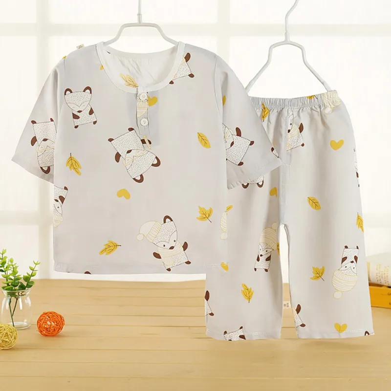 CARTOON KIDS CARTOON SETS COTTON BOYS SLEEPWEAR SUIT WARM CHILD GIRL PAJAMAS LONG SLEEVE TOPS+PANTS 2PCS CHILDREN CLOTHING