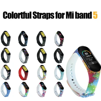 

for Xiaomi MIband 5 Smart Watch Replacement Watchband Printed TPU Smartwatch Replacement Watch Band Wrist Strap
