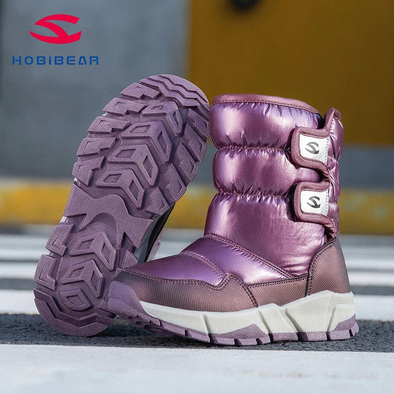 

2019 Winter Warm Kids Boy Boots Plus Velvet Outdoor Boots for Girls Purple Black Toddler Girl Snow Boots Mid-Calf Ski Boot Kids