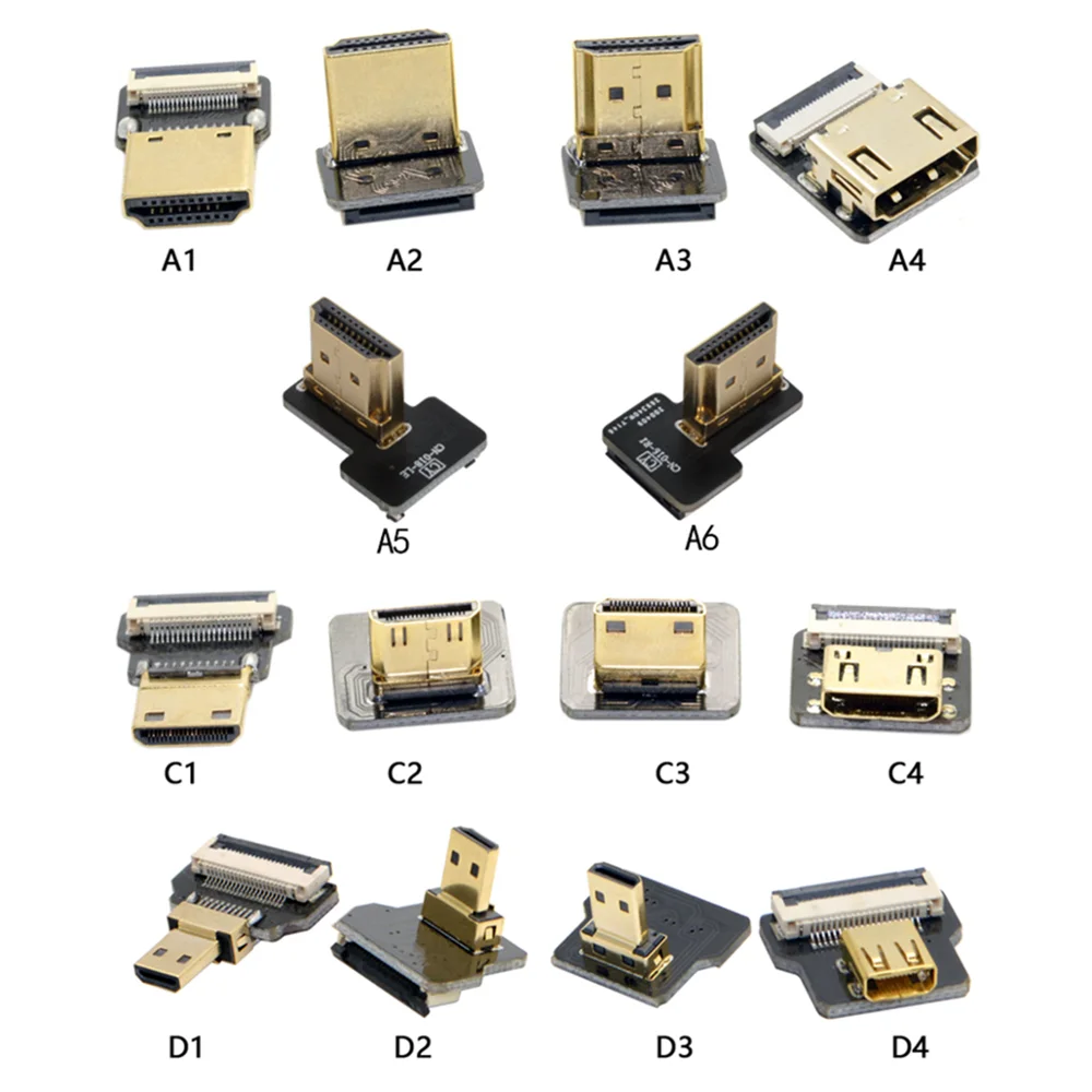 

FPV HDMI Type A Type C Type D MINI HDMI Micro HDMI Connector Angled 90 Degree for FPV HDTV Multicopter Aerial Photography