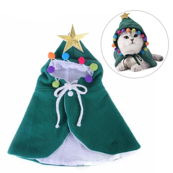 

Hot Funny Christmas Clothes Warm Pet Dog Cat Clothes Puppy Hairball Hat Star Head Cute Dogs Cloak Cats Costume Home Decor