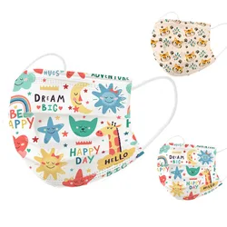 10/100Pcs Cute Cartoon Animal Pattern Mouth Mask Child 3-Layer Dust Face Mask Breathable Comfortable Students Mascarillas Ninos