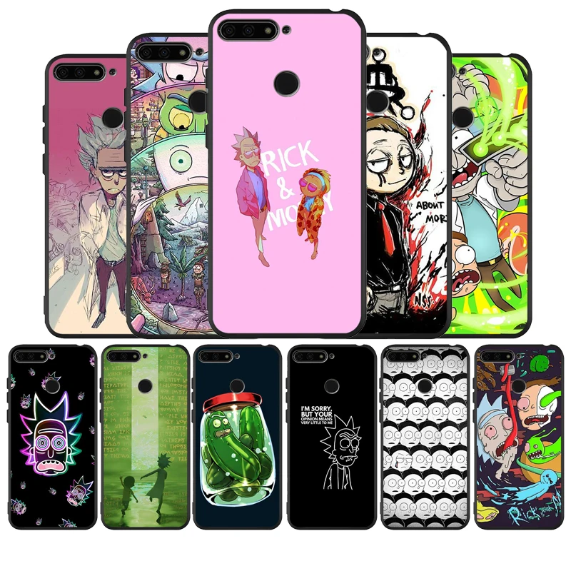 Черный силиконовый чехол Ricky Morty для телефона Huawei honor 30 8 8X 9 10 Lite 20 Mate Pro Y9 2018