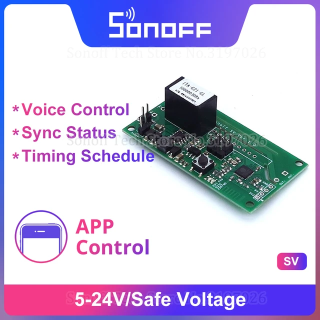 SONOFF SV - Interruptor inalámbrico WiFi Voltaje Seguro - Módulo Smart Home  compatible con apps