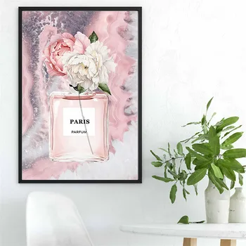 

Nordic Modern Style Flower Perfume Bottle Art On Canvas Painting Quotes Agate PosterS Printed Wall Pictures Fashion Home Decor