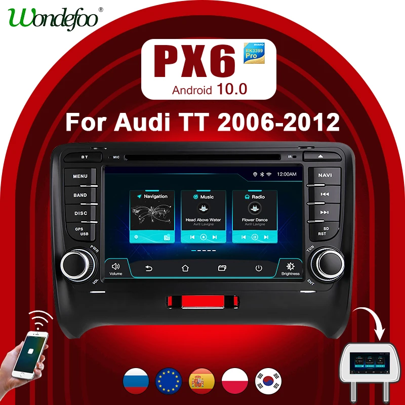 Автомагнитола 2 din андроид радио Магнитола DIN Android 10 Авторадио PX6 для Audi TT MK2 8J 2006 2012