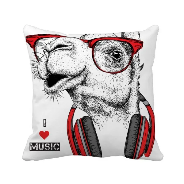 

Camel Headset Rock Music Painting Throw Pillow Square Cover